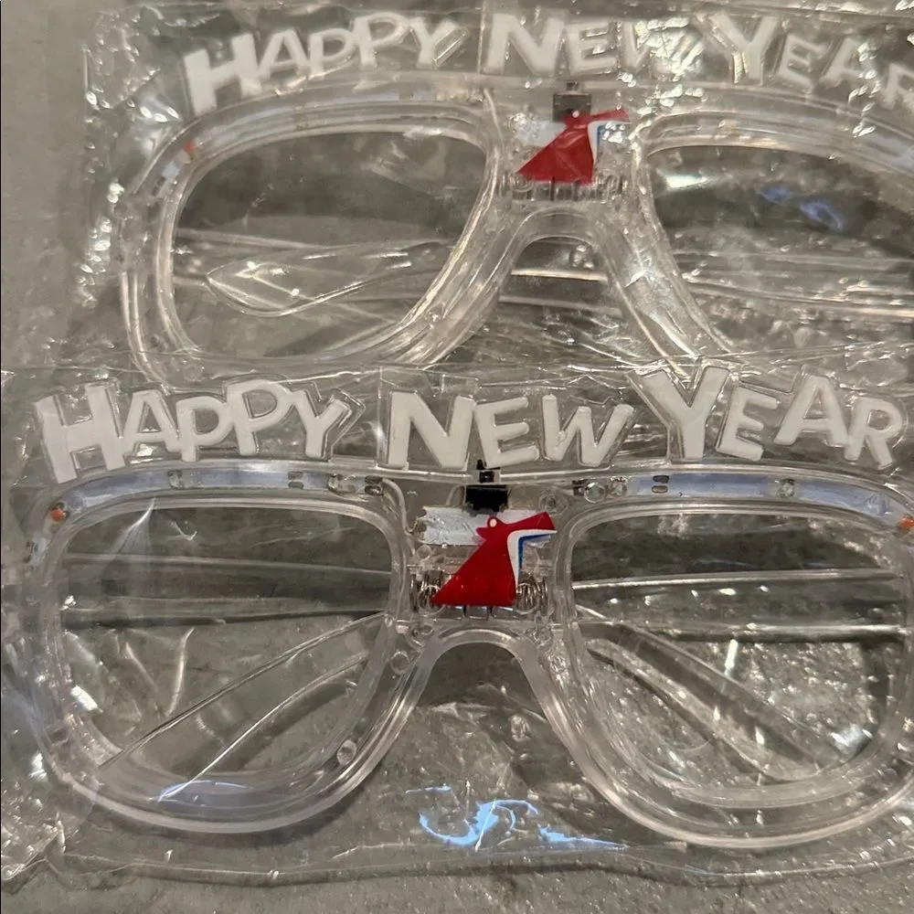 Festive New Year Party Glasses - Clear and Red light up 4